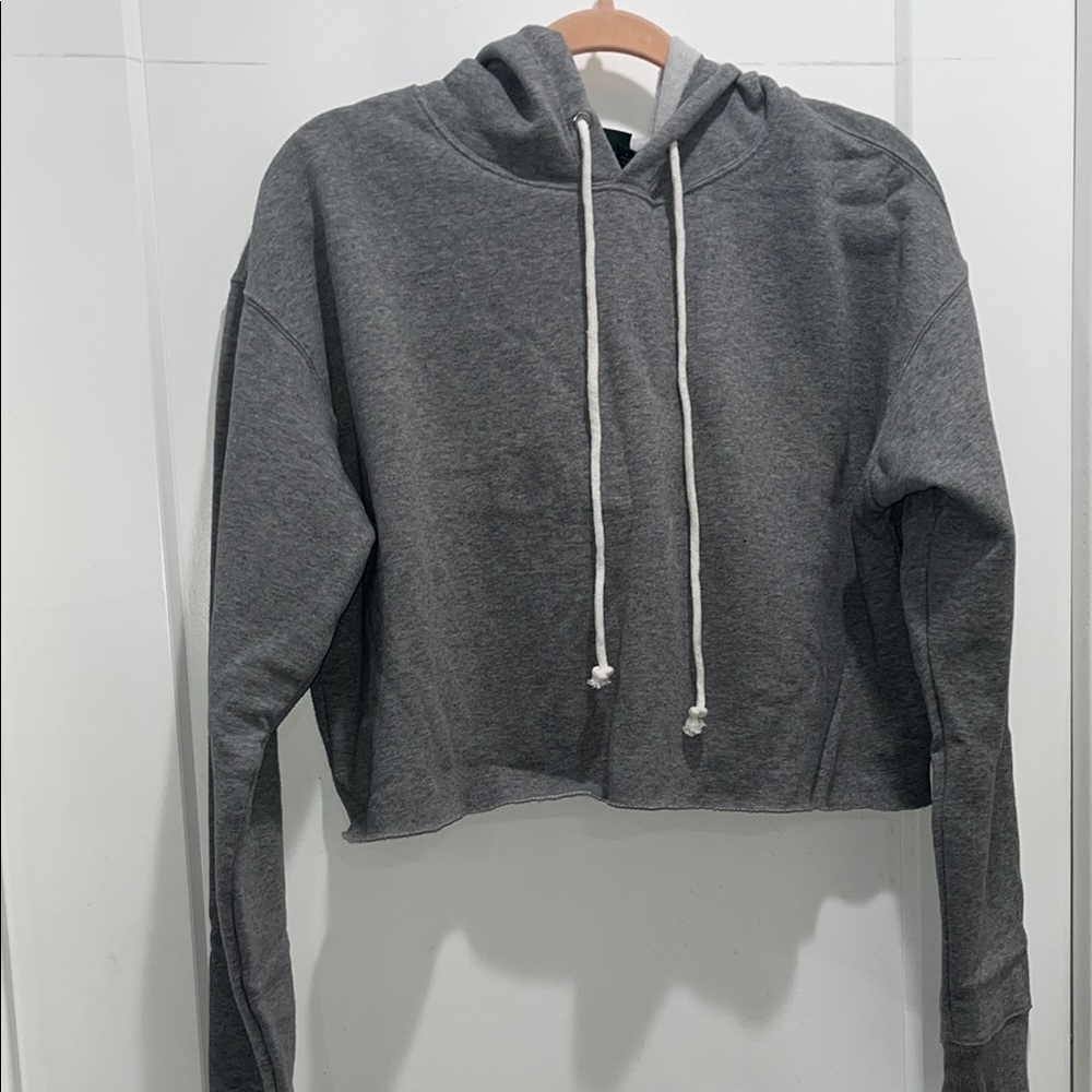 Gray Cropped Hoodie